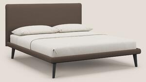 Noel letto minimal scandinavo con piedi in mogano e tessuto fiammato i