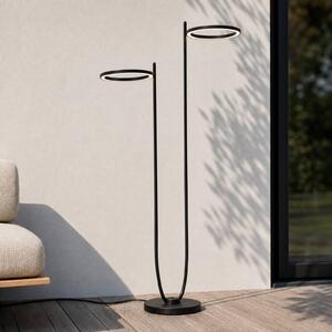 Lampada da terra esterno a LED Lucande Sylvara, nera, CCT, 2 luci Sylvara Lucande, dimmerabile, Nero, Metallo, Design