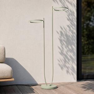 Lampada da terra esterno a LED Lucande Sylvara, verde, CCT, 2 luci Sylvara Lucande, dimmerabile, Verde, Metallo, Design