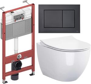 Set vaso WC con copriwater a discesa lenta Cersanit Zen S701-428, modulo di installazione Tece Base 9400407, 9240407