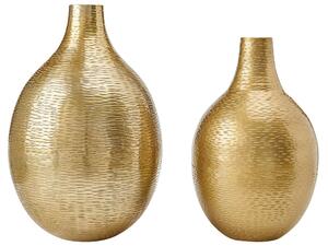 Set di 2 vasi da fiori in alluminio dorato decorativo fatto a mano vaso moderno per interni Beliani