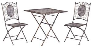 Set da Giardino Bistro Pieghevole 70 x 70 cm in Metallo color Nero stile retrò 2 sedie un tavolo Beliani