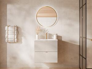 Mobile bagno sospeso a spina di pesce con lavabo da incasso Beige 60 cm - DORIONI