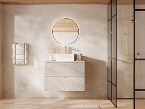 Mobile bagno sospeso con lavabo da appoggio quadrato Beige 80 cm - DORIONI