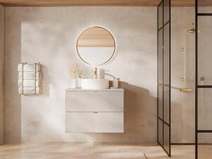 Mobile bagno sospeso con lavabo da appoggio rotondo Beige 80 cm - DORIONI