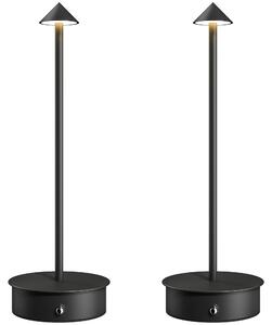 HOMCOM Set di 2 Lampade da Tavolo LED Ricaricabili con USB e Controllo Touch e Luce Regolabile Ø10x30 cm Nero | Aosom Italy