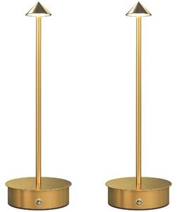 HOMCOM Set di 2 Lampade da Tavolo LED Ricaricabili con USB e Controllo Tattile e Luce Regolabile Ø10x30 cm Dorato | Aosom Italy