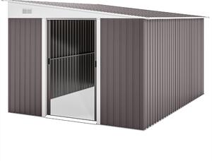 Outsunny Casetta da Giardino con Doppia Porta Scorrevole, Capanno Porta Attrezzi in Acciaio, 345x280.5x169-201cm, Grigio | Aosom Italy