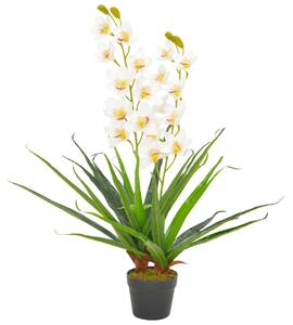 Orchidea Artificiale con Vaso Bianca 90 cm