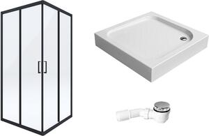Set box doccia Deante Funkia KYC_N41K, piatto doccia quadrato Deante Corner KTC_041B, NHC_025C