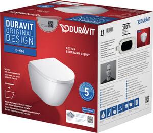 Duravit D-Neo vaso wc con copriwater a discesa lenta sospeso senza brida bianco 45880900A1