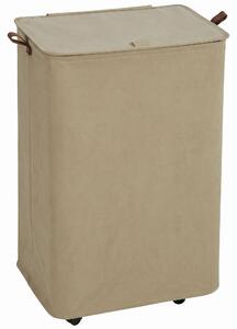 HOMCOM Cesto per Biancheria con Coperchio e Ruote 50 L, Cesta Pieghevole con Sacca a Coulisse Removibile, 40x30x65 cm, Cammello | Aosom Italy