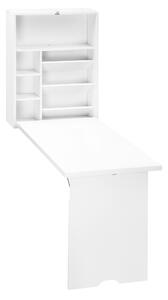 HOMCOM Scrivania a muro pieghevole, tavolo a parete pieghevole con ripiani per soggiorno, sala da pranzo, ufficio, 93,8 x 60 x 147 cm, bianco | Aosom Italy