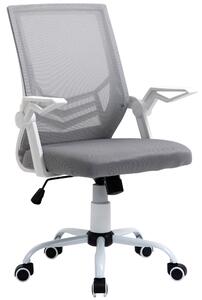 Vinsetto Sedia da Ufficio Ergonomica con Braccioli e Supporto Lombare, in Tessuto Effetto Lino, 62.5x55x94-104 cm, Grigia | Aosom Italy