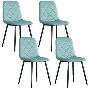 HOMCOM Set di 4 sedie da pranzo imbottite con schienale alto, gambe in acciaio e tessuto effetto velluto, verde | Aosom Italy