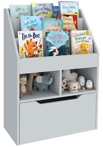 HOMCOM Libreria per Bambini con Cassetto, Libreria con Ripiani, 60 x 29,9 x 90 cm, Grigio | Aosom Italy
