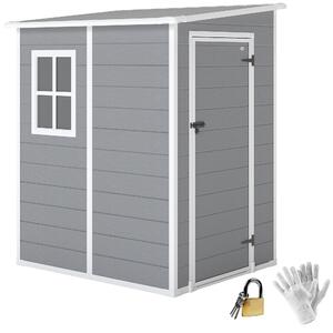 Outsunny Capanno per Attrezzi con Finestra e Serratura, Casetta da Giardino in Alluminio e PP, Capanno Giardino, 122x149x192cm, Grigio | Aosom Italy