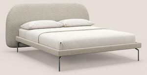Soleil letto imbottito di design con piedi alti in metallo in bouclet