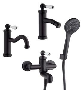 Jacuzzi Rubinetteria set miscelatori Tosca lavabo bidet e gruppo vasca color nero opaco