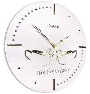 Orologio da parete per cucina con tazze dorate - bianco