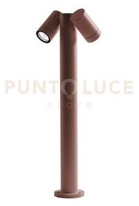 Ges1113- paletto in alluminio 2 luci attacco gu10 marrone ip65 h.70