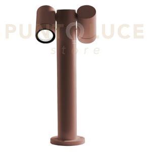 Ges1112- paletto in alluminio 2 luci attacco gu10 marrone ip65 h.45