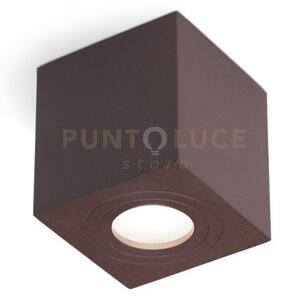 Ges1072- plafoniera alluminio marrone 1 luce attacco gu10 9x9cm