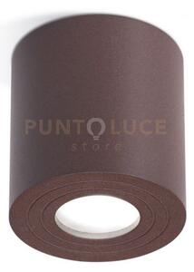 Ges1075- plafoniera alluminio marrone tonda 1 luce attacco gu10 d.9cm
