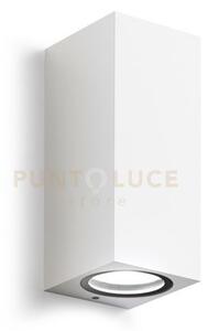 Ges913- applique bianco 2 luci attacco gu10 ip44 6,8x16cm quadrato