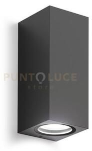 Ges914- applique grigio antracite 2 luci attacco gu10 ip44 6,8x16cm