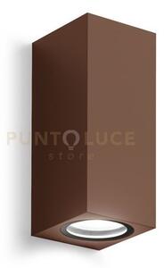 Ges915- applique ruggine 2 luci attacco gu10 ip44 6,8x16cm quadrato
