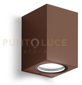 Ges912- applique ruggine 1 luce attacco gu10 ip44 6,8x10cm quadrato
