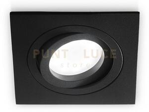 Gfa042- faretto quadrato in alluminio orietabile colore nero 9,4cm 