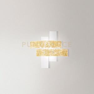 Lara p/p - applique a parete in metallo e vetro bianco foglia oro 