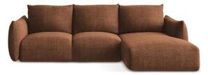 Divano angolare color terracotta allungabile (con penisola a destra/con chaise lounge) Leila – Makamii