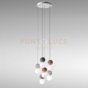 Sfera s/6 lampadario sospeso in metallo satinato bianco e diffusori