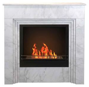 Bellini - Camino a bioetanolo da terra 96x35xH96 cm, effetto marmo bianco