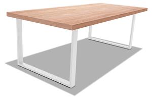Tavolo da pranzo in legno e metallo con piedi quadrati bianchi - 220x100 cm