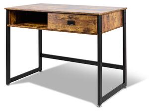 Otari - Scrivania in stile industriale con cassetto e vano a giorno, 110x50xH76 cm