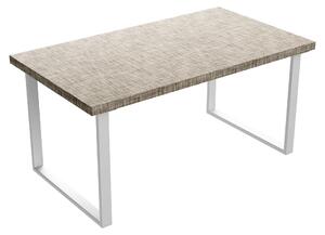Tavolo da pranzo in legno e metallo con piedi squared bianchi 160x90 cm Grigio Testurizzato