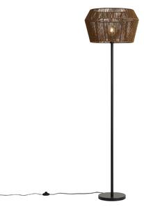 Lampada da terra nera con paralume in corda di carta marrone 50/50/30 - Simplo