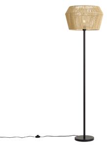 Lampada da terra nera con paralume in corda di carta beige 50/50/30 - Simplo