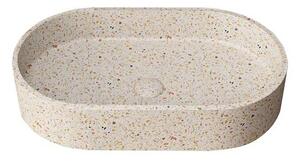 Kamalu lavabo da appoggio ovale con finitura terrazzo beige | kterl-600be