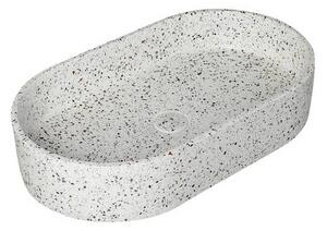 Kamalu lavabo da appoggio ovale con finitura terrazzo stracciatella | kterl-600str