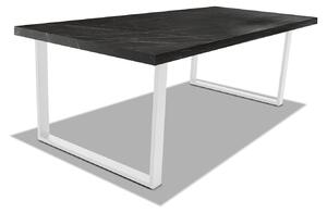 Tavolo da pranzo in legno e metallo con piedi quadrati bianchi - 220x100 cm