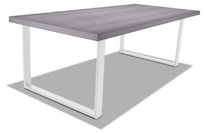 Tavolo da pranzo in legno e metallo con piedi quadrati bianchi - 220x100 cm