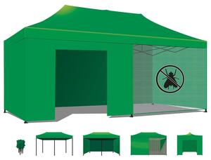 Taman Tenda / Gazebo Per Giardino 3X6 Impermeabile Tendone Pieghevole Per Fiere E Mercati Con Teli Laterali Colore Verde