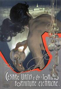 Riproduzione Cesare Urtis Co Torino - Forniture Elettriche' poster Italian 1900, Hohenstein, Adolfo