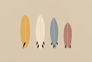 Illustrazione Vintage Old-school Retro Style Surfboards on, LucidSurf