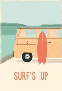 Illustrazione Surf s up - retro vintage surf, LucidSurf